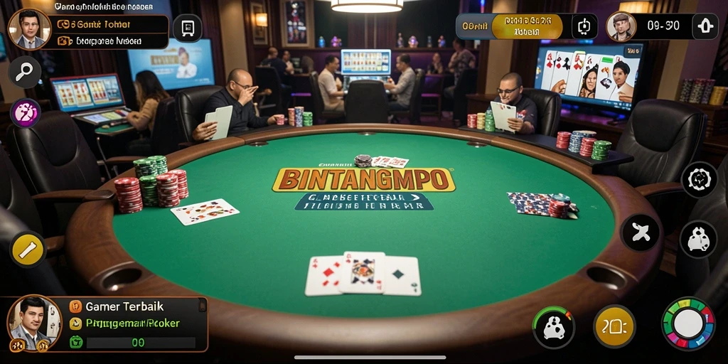 Tampilan gameplay Poker yang mendebarkan dari BINTANGMPO.
