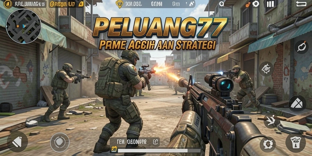 Tangkapan layar gameplay PELUANG77 dengan aksi seru dalam pertempuran TPS.