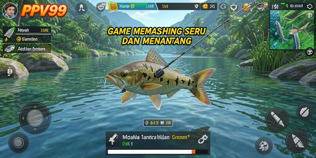 Screenshot menunjukkan gameplay seru memancing di PPV99.